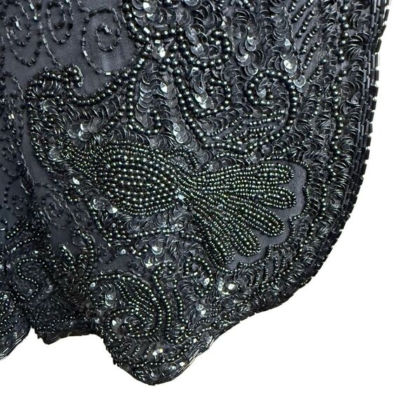 Vintage Niteline Della Roufogali Black Silk Beaded Evening Jacket Size S - Picture 4 of 16